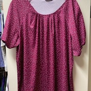 BloomChic Red Short Sleeve Pleated Blouse